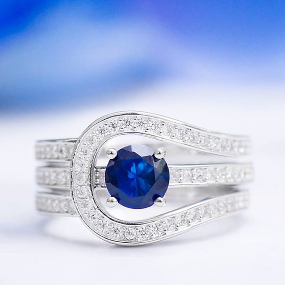 Blue Sapphire Gemstone ring, size 7, 925 Sterling Silver Charmed Aroma - Picture 8 of 9